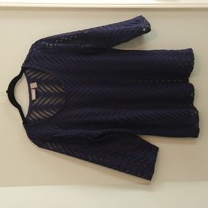 Chicos Navy Open Weave Top Size 1